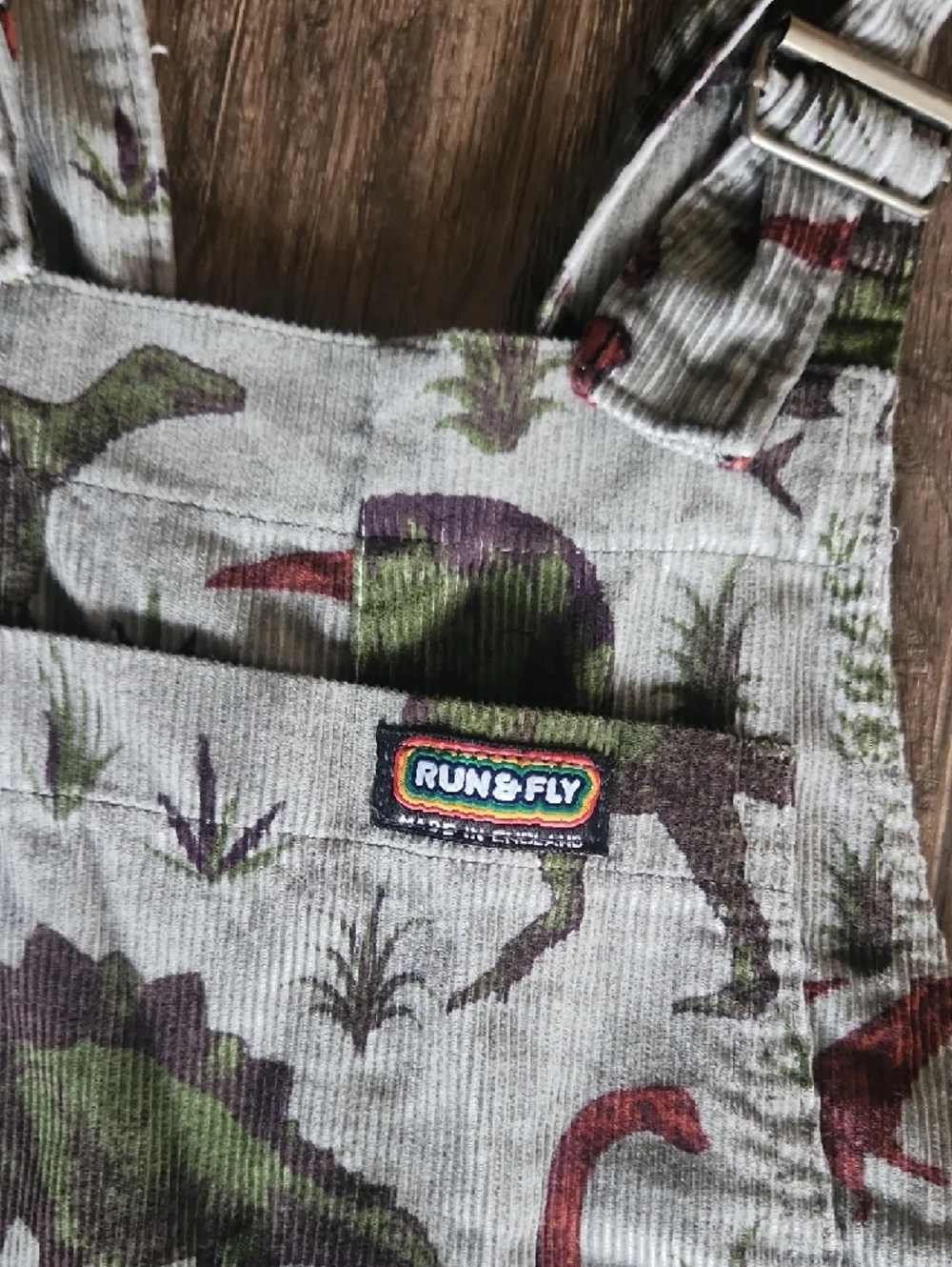 Dinosaur Print Jumpsuit Romper - Red & Green - Picture 2 of 5